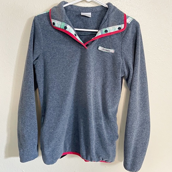 Columbia Sweaters - Columbia Snap 1/4 Fleece PFG Plaid Warm Cozy Pocket Pullover Sweater Jacket Sz S